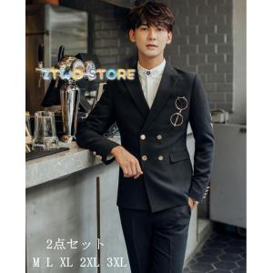 上下セットスーツ メンズスーツ 刺繍あり タキシードスーツ 1つボタン