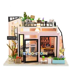 ドールハウス 手作りキット セット ミニチュア 3Dパズル ミニチュア DIY おもちゃ ガーデン 知育玩具 LED付き