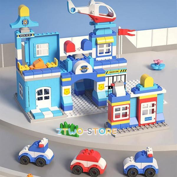 175PCS 警察本部大型ビルディングブロックセット 警察署をテーマにした積み木 高い互換性 子ども...