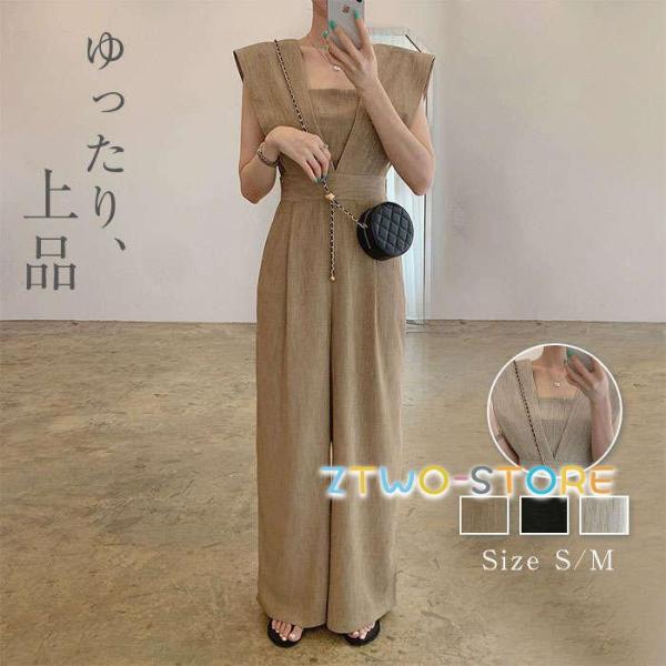 オールインワン レディース サロペット パンツ ワイドパンツ 春 夏 秋 ゆったり 体型カバー 女性...