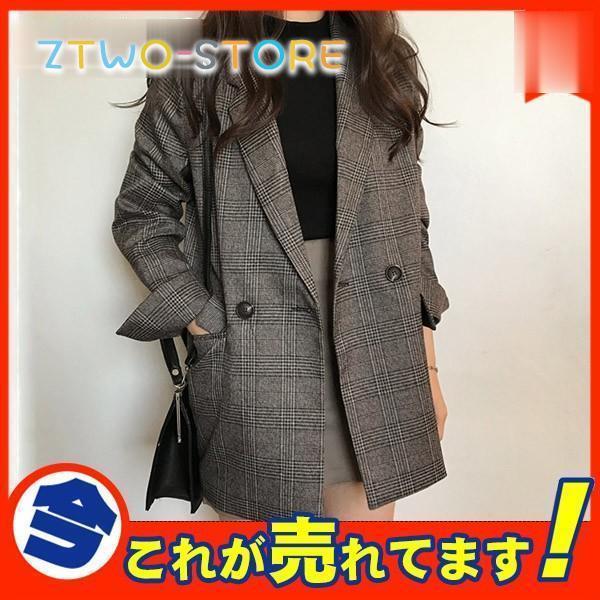 テーラードジャケット レディース 秋 長袖 アウター カジュアル グレンチェック コート 着痩せ オ...