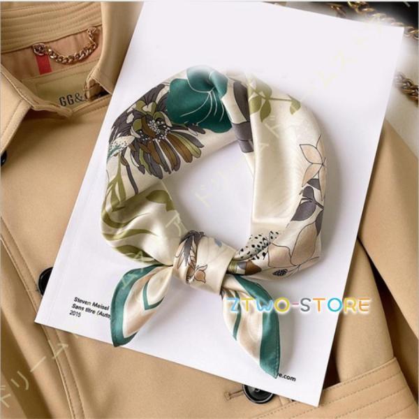 ファッションスタイルイミテーションシルクスカーフ女性単色花柄ネッカチーフバンダナ 正方形 ビジネスス...