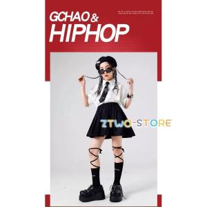 キッズダンス衣装 白 黒 赤 制服 K-POP...の詳細画像1