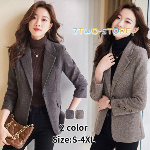 テーラードジャケット レディース 春 秋 テーラード 長袖 ライトアウター ジャケット きれいめ フ...