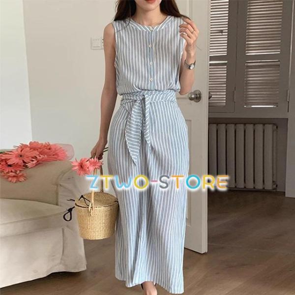 シャツワンピース ストライプ ロング ノースリーブ ワンピース マキシ丈 ワンピース 春 カジュアル...