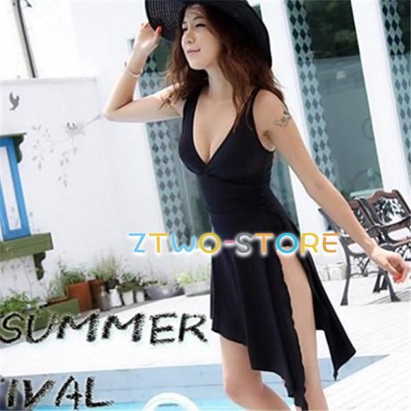 M-3XL 水着 ワンピース 体型カバー レディース オールインワン vネックライン ワンピース水着...