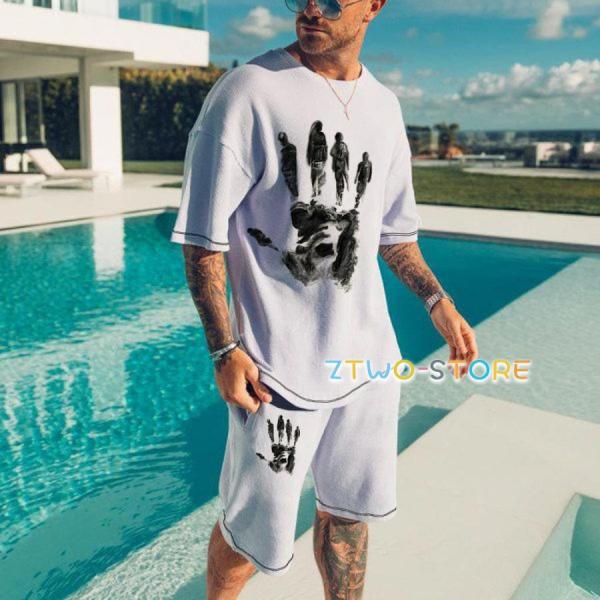 ジャージ メンズ 上下 おしゃれ 30代 40代 50代 セットアップ プリント柄 総柄 半袖Tシャ...