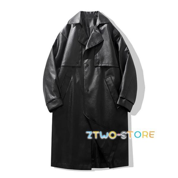チェスターコート 革ジャン メンズ PUレザー ロング 大きい ライダース おしゃれ 秋服 防風 防...