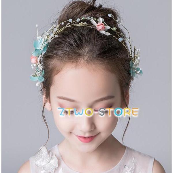 子供ヘアアクセサリー 花輪 子どもカチューシャ キッズ髪飾り フラワーガール結婚式 子供フォーマル ...