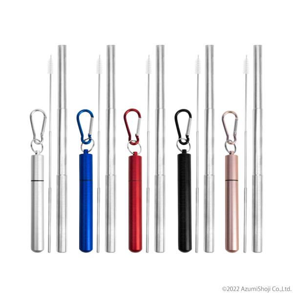 タピオカストロー 洗浄ブラシ付き マイストロー 折りたたみ ステンレス エコ 持ち運び 衛生 洗える...