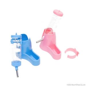 ハムスター水飲み器 ブルー ピンク エサ入れ付き