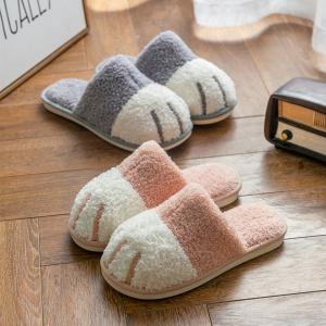 ネコ足スリッパ かわいい 室内 暖かい ふわふわ ルームスリッパ 滑り止め 丸洗い キッチン やわらか 厚底 おしゃれ 来客用 ベージュ ピンク