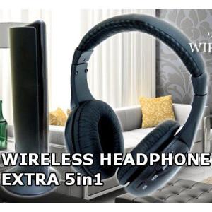 ワイヤレスヘッドフォン EXTRA 5in1 ヘッドホン ワイヤレス トランスミッター機能 FMラジオ付き