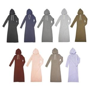 送料無料 裏起毛ロングパーカー レディース  ワンピース M-L-LL　ロング丈 マキシ丈ワンピース プルオーバー  秋服 長袖 トップス カジュアル HW8224 冬服