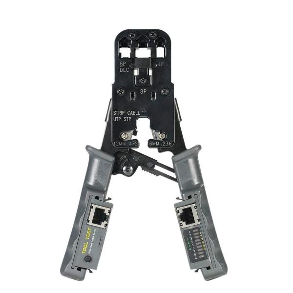 2in1 圧着ペンチ LANテスター機能付き 圧着工具 裸圧着端子 裸圧着スリーブ 汎用タイプ 電工...