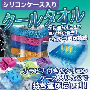 クールタオル カラーランダム スポーツ 冷感 タオル ひんやり 冷える 接触冷感 夏 運動 部活 持ち運び 便利 冷却 熱中症 シリコンケース SA-7043