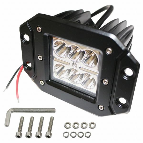 LED オフロードランプ 18W 12V/24V兼用 ホワイト発光 1個 クロカン/ワークライト/バ...