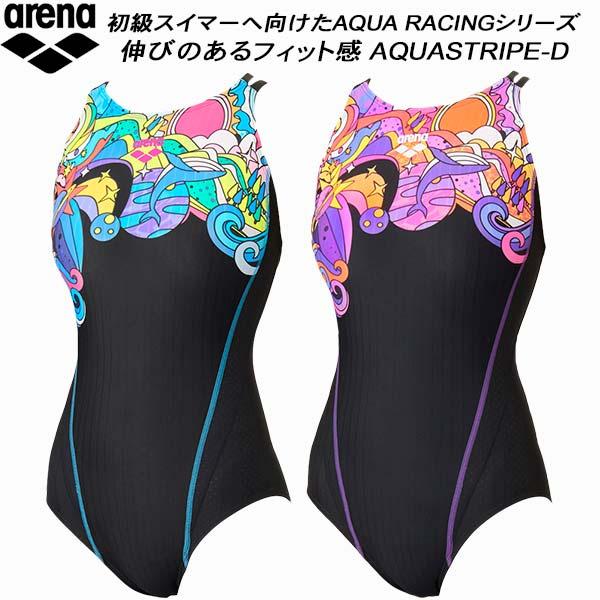 アリーナ arena レディース 競泳水着 WA承認 ワンピース AQUA STRIPE-D ダブル...