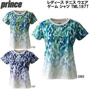 prince ゲームシャツ L グリーン/ブルー テニス・バドミントンウェア プリンス PRINCE ウエア ウェア ゲームシャツ TML404T バドミントン