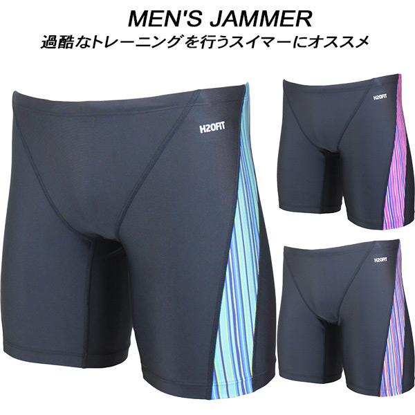 H2OFIT メンズ 競泳水着 練習用 JAMMER SPLICE ハーフスパッツH2-JS0707...
