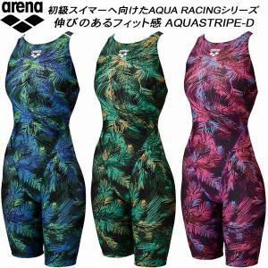 アリーナ arena レディース 競泳水着 WA承認 ハーフスパッツ AQUA STRIPE-D 着やストラップ AS5SRC61L