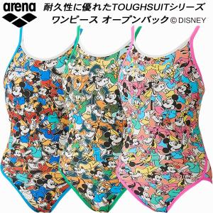 【全品ポイント5倍】アリーナ arena ジュニア 競泳水着 練習用 ワンピース オープンバック ガールズ/女の子 DISNEY タフスキンD  DIS-3052WJ｜zyuen