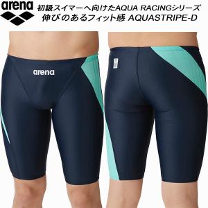 【全品P10倍】アリーナ arena メンズ 競泳水着 FINA承認 ハーフスパッツ AQUA STRIPE-D FAR-3555M NYMT｜zyuen