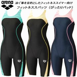 【全品P3倍+3%OFFクーポン】アリーナ arena レディース フィットネス水着 ハーフスパッツ ぴったりパッド 着やストラップ ダブルエステルWR LAR-4211W｜zyuen