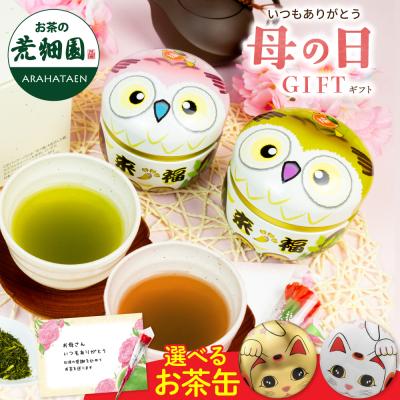 ギフト プレゼント お茶 緑茶 ほうじ茶 茶葉 深蒸し茶 お茶の葉 健康 おしゃれ缶 かわいい 選べるお茶缶2本箱入 ポイント利用 爆買
