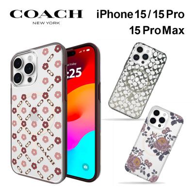 コーチ iPhone15/14/13 15pro 15promax スマホケース MagSafe対応 ブランド カバー クリア 花柄 おしゃれ かわいい 大人 女性 ギフト プレゼント