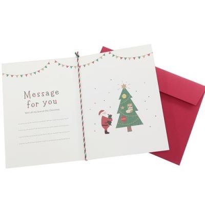 クリスマスカード Xmas サンタとツリー ウッドパーツカードクリスマス