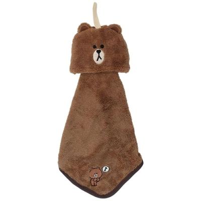 LINE FRIENDS キャラクター 吊り下げ マスコットタオル マイクロ ループタオル マスコット ブラウン LINEスタンプ