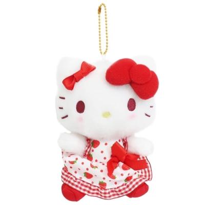 ハローキティ ぬいぐるみキーホルダー イチゴドレスマスコット