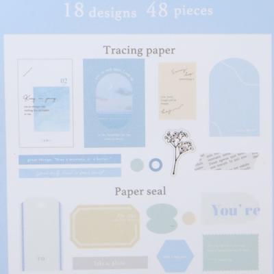 フレークシール タイポリーステッカー ライトブルー クーリア デコレーション 手帳デコ