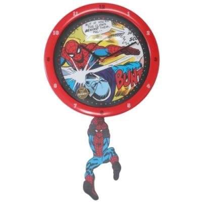 スパイダーマン グッズ 壁掛け振り子時計 キャラクター 足振り