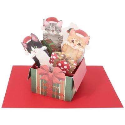 フェリシモ猫部 立体 クリスマスカード グリーティングカード 猫部ポップアップ プレゼント CHRISTMAS アクティブコーポレーション ギフト雑貨 封筒付き
