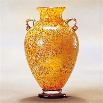 津軽びいどろ花瓶　十和田紅葉花器（中） 最終価格！お買い得 ADERIA フラワーベース 津軽びいどろ 十和田 紅葉 壺 アデリア