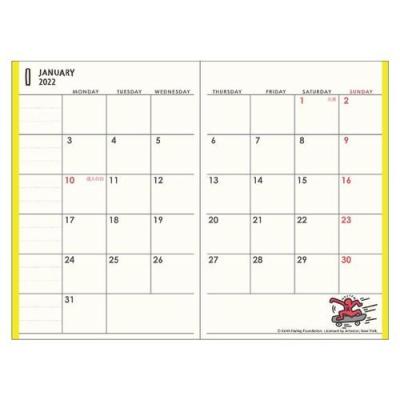 キース へリング Keith Haring スケジュール帳 B7 マンスリー ミニ 2022 手帳 ブラック 令和4年 手帖