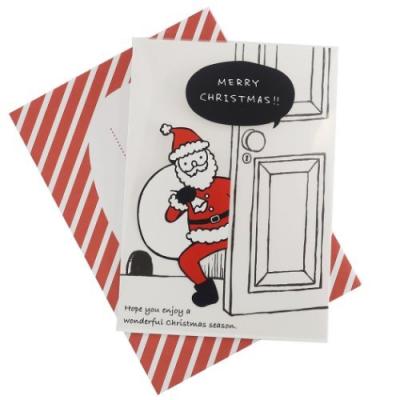 クリスマスカード ウォール ステッカーカード ひょっこりサンタ APJ