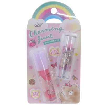 キッズコスメ リップグロス リップクリームセット チェリーの香り付き 子供用化粧品 メイクアップ お化粧セット 国産