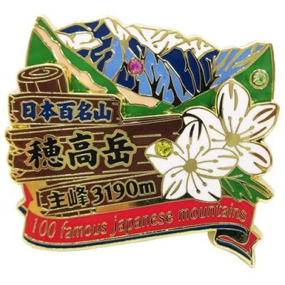 ピンバッジ 日本百名山 2段 ピンズ 穂高岳 エイコー コレクションケース入り