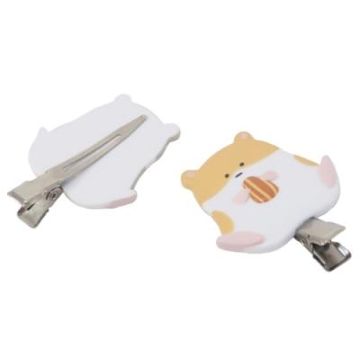 クセがつきにくい ヘアクリップ 2個セット 前髪クリップ ハムスター