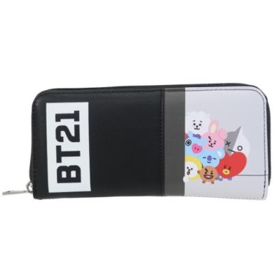 Bt21 商品 レディース 長財布 Line Friends キャラクター ラウンドファスナー ロングウォレット ブラック1 セール キャラクターのシネマコレクション 通販 Paypayモール