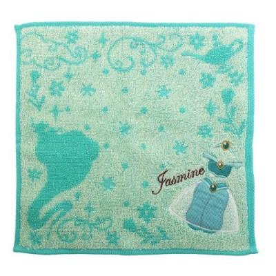 ミニタオル アラジン 抗菌防臭 ジャガード ハンカチタオル ジャスミン グリーンドレス ディズニープリンセス 丸眞