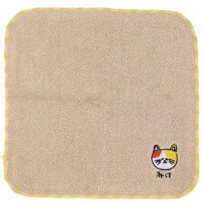 おえかきシリーズ ワンポイント刺繍ハンカチタオル ミニタオル 汗拭きタオル みけねこさん