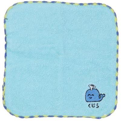 おえかきシリーズ グッズ ミニタオル 汗拭きタオル ワンポイント刺繍ハンカチタオル くじらさん