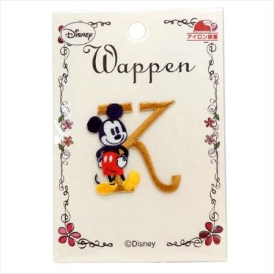 イニシャルアイロンパッチ ワッペン ディズニー ミッキー＆ミニー アルファベット K パイオニア 手芸用品