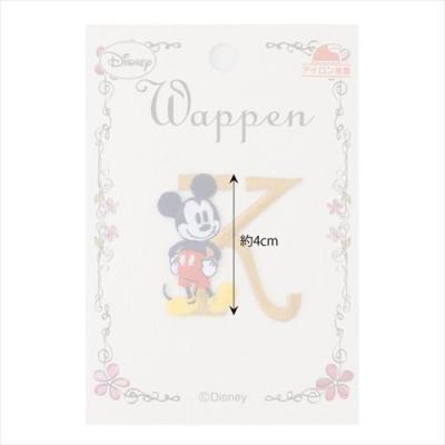 イニシャルアイロンパッチ ワッペン ディズニー ミッキー＆ミニー アルファベット K パイオニア 手芸用品