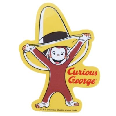 おさるのジョージ ダイカット ビニール ステッカー 80th帽子 絵本