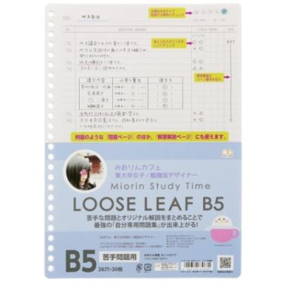 サンスター文具 みおりん Study Time B5 学習ノート ルーズリーフ 26穴